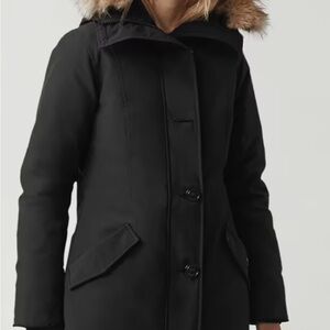 Canada Goose Black Puffer with Fur-Trimmed Hood